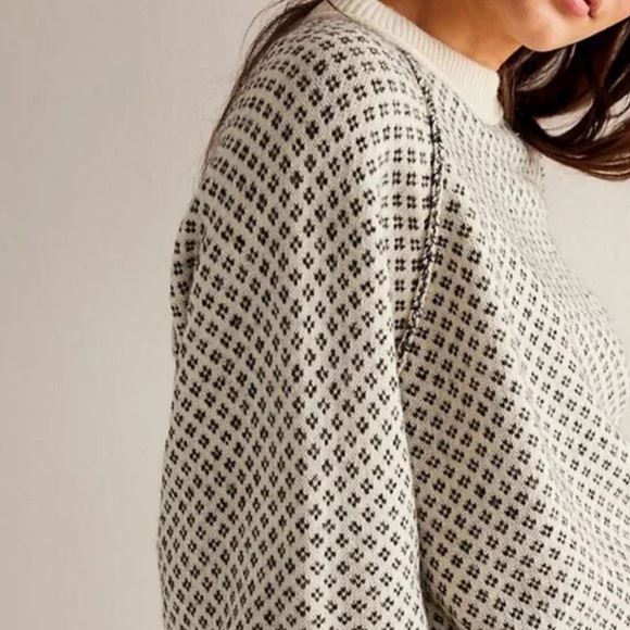 Free People “As if” Pullover Sweater in ivory combo by We the Free NEW Sz L - Picture 12 of 13